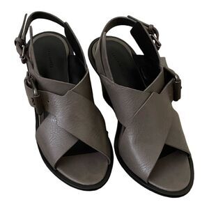 AllSaints | All Saints Elin Wedge Sandal Charcoal Leather Wedge Sandals | 38/7